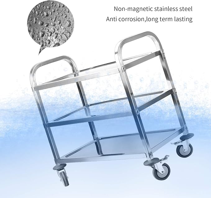 Nisorpa 3 Tier Stainless Steel Utility Cart L37.4 x W19.68 x H37.4 Inch Kitchen - Image 8