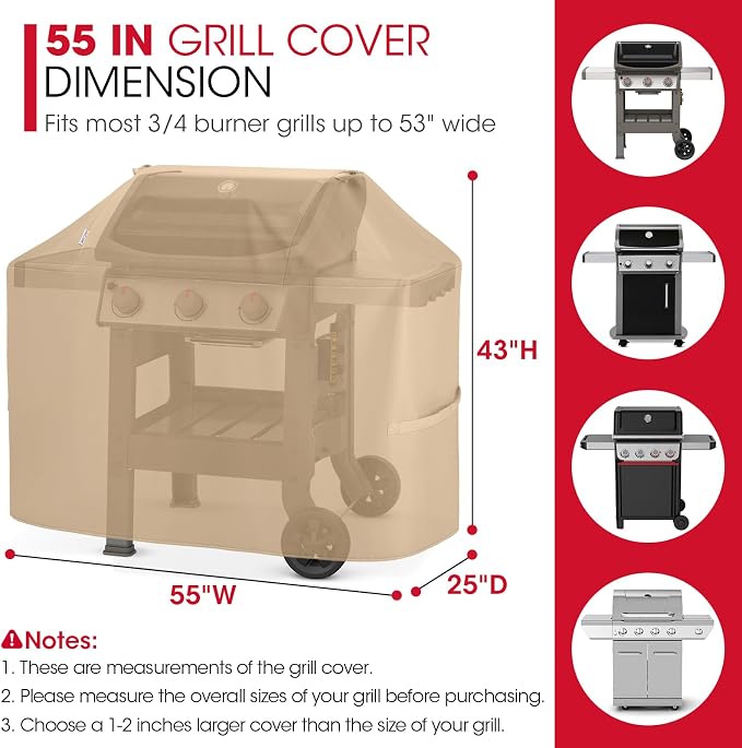 Unicook Grill Cover for Outdoor Grill 55 Inch, Heavy Duty Waterproof BBQ Cover - Image 2