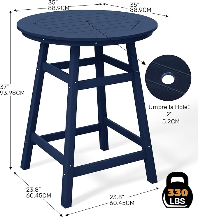Costaelm Patio Bistro Table, Outdoor Bistro Dining Pub Table - Image 3