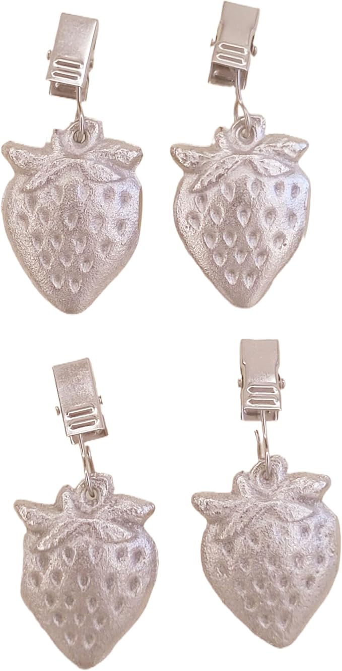 TwoFish Home Set of 4 Metallic Strawberry Tablecloth Clamps Metallic Strawberry - Image 4