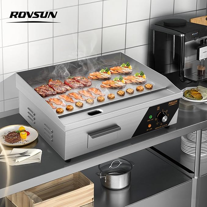ROVSUN 22" Electric Countertop Flat Top Griddle, 1600W Electric Griddle - Image 7