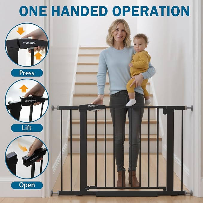 Baby Gate for Stairs, 29.7-40.6" Pressure Mounted Dog Gate, Auto Close Safety - Image 5