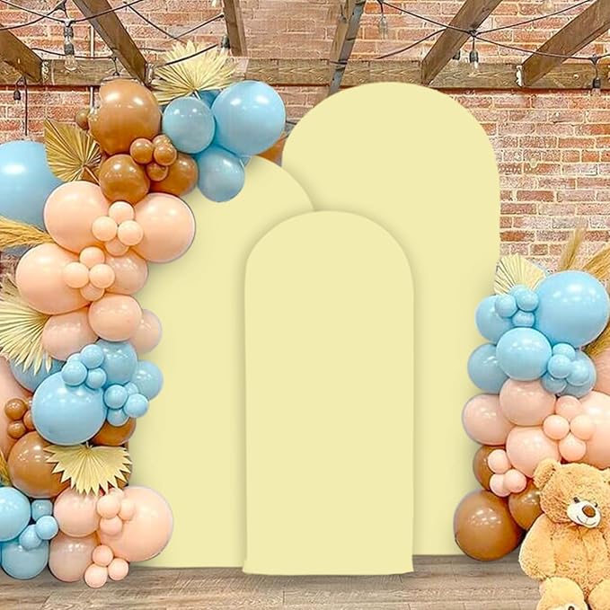 MODFUNS Light Yellow Arch Cover Set of 3 Spandex Arch Stand Cover 4ft 5ft 6ft - Image 5