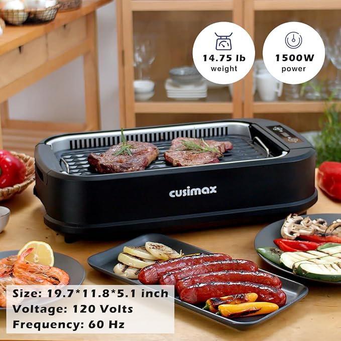 Smokeless Grill Indoor, CUSIMAX Electric Grill, 1500W Portable Korean BBQ Grill - Image 7