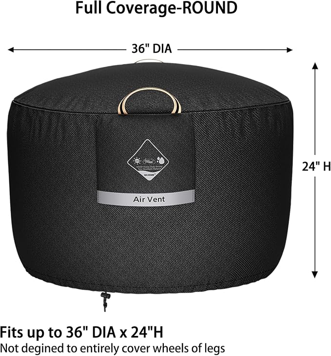 QH.HOME Fire Pit Cover Round Super Waterproof, Premium Fading Resistant - Image 2
