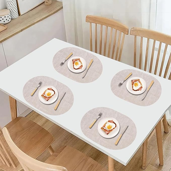 Table Placemats Set of 6 Oval, Non Slip Heat Resistant Wipeable Kitchen - Image 5