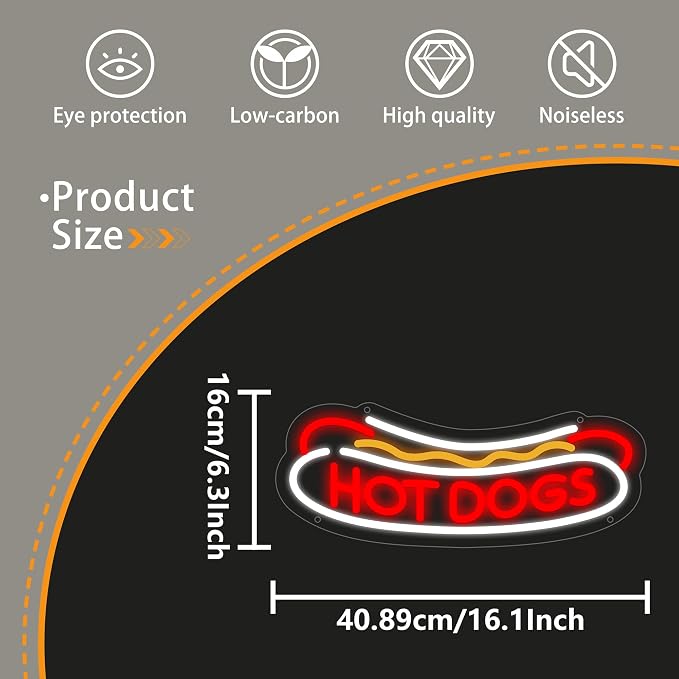Hotdog Neon Sign for Wall Decor, Hotdog Led Signs, Dimmable USB Powered Neon - Image 4