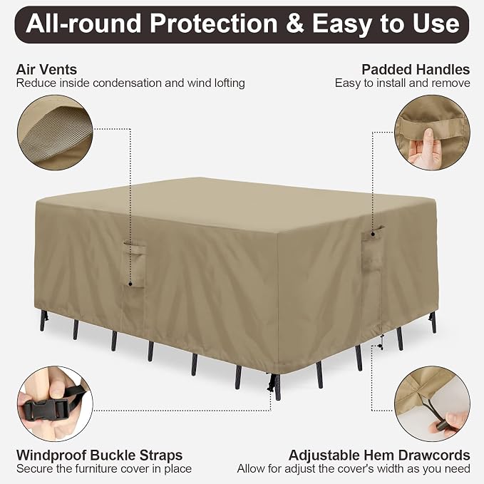 PureFit Patio Furniture Covers, Outdoor Table Furniture Cover Waterproof - Image 5