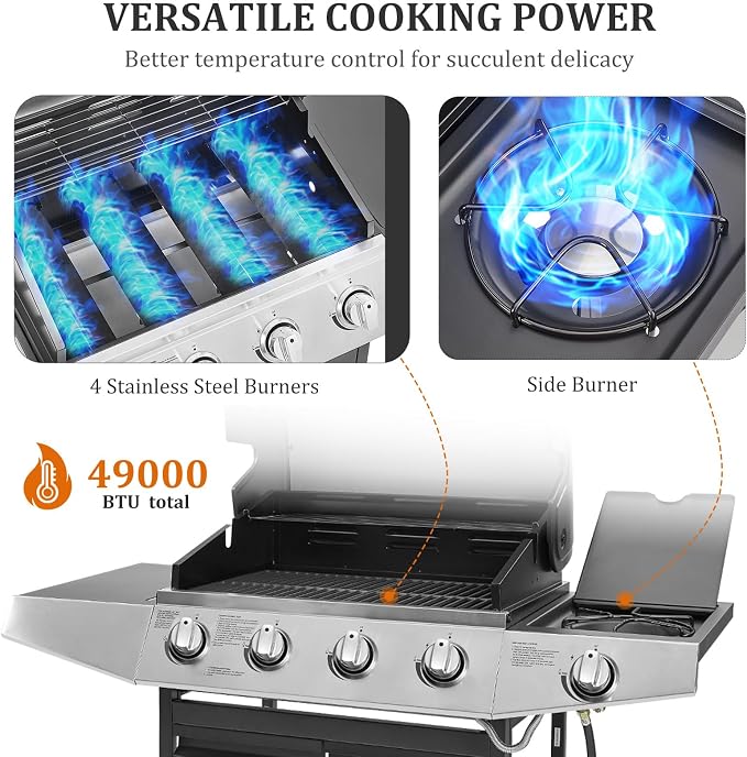 Unovivy 4-Burner Propane Gas BBQ Grill - Image 6