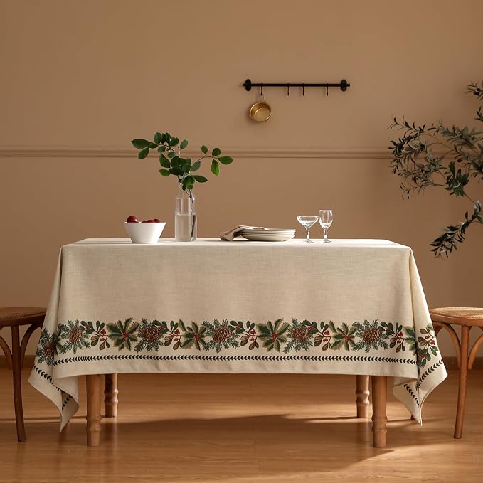 ISAENNE Designer Christmas Linen Table Cloth - Image 9