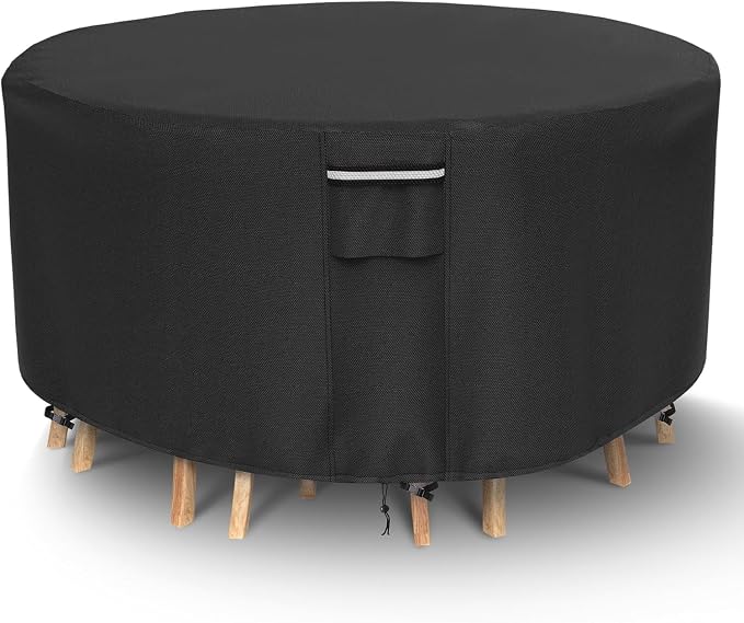 Round Patio Furniture Covers, 500D Heavy Duty Waterproof UV Resistant Cover by NYFITY