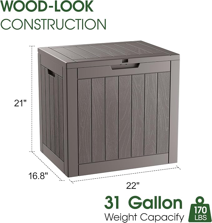 KAMABOKO 32 Gallon Outdoor Storage Box 2 Pack All-Weather Deck Box - Image 2