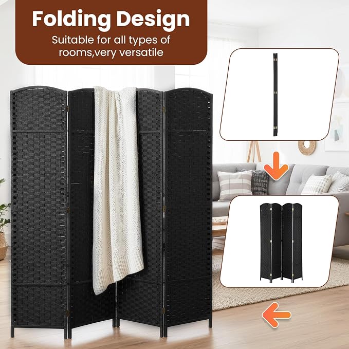 FDW Room Divider 4 Panel Screen 5.6 Ft Tall Partition Privacy Screens Folding - Image 4