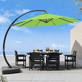 7 Piece Patio Dining Set with 11ft Patio Umbrella, 7 Black Outdoor HDPE Dining by Unknown