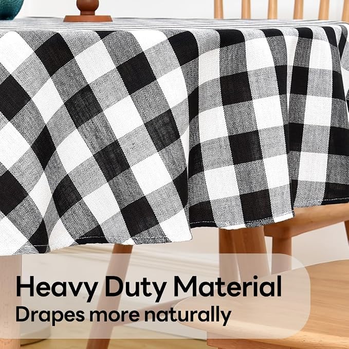 Gingham Round Tablecloth Table Cloth Heavy Duty Cotton Checkered Table Cloth - Image 5