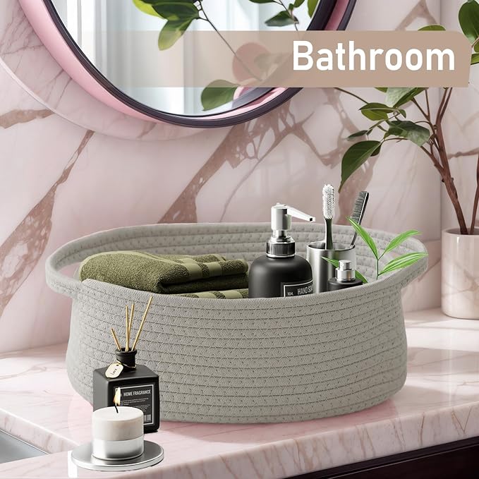 Woven Basket, Small Rope Storage Bin - Image 8