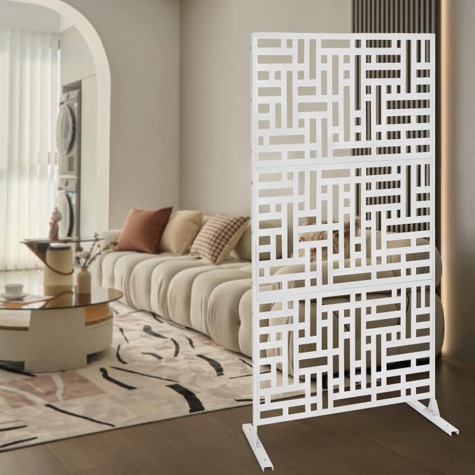 Privacy Screen, 35.4" W x 74.4" H Metal Outdoor Decorative Privacy Screen - Image 8