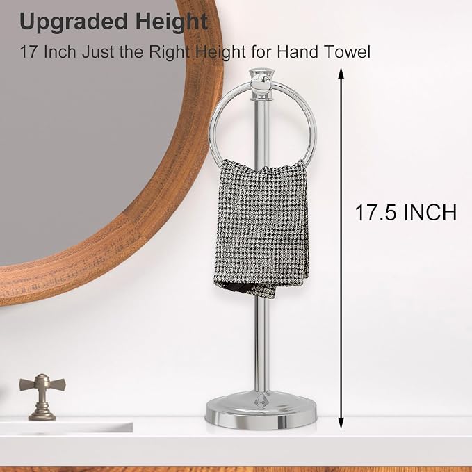Hoimpro 17 Inch Stand Hand Towel Holder Towel Bar Towel Hanging Ring, Free - Image 2