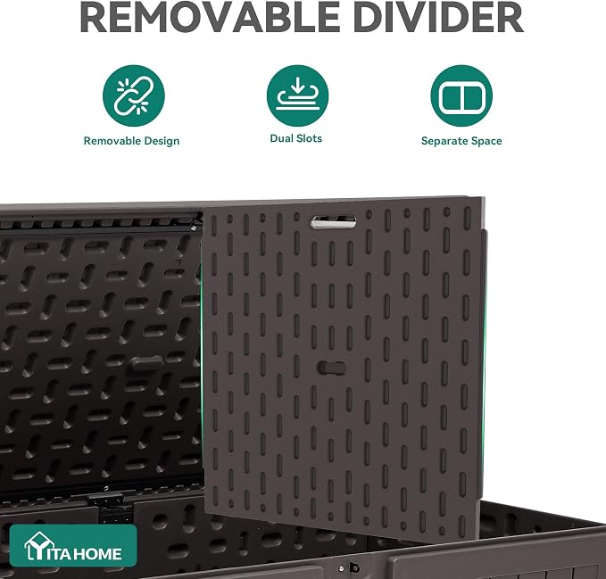 YITAHOME 200 Gallon Extra Large Deck Box, Double-Wall Resin Outdoor Storage Box - Image 3