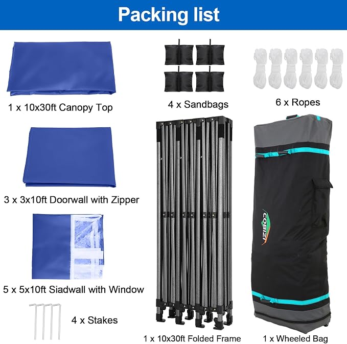 COBIZI 10x30 Pop up Canopy Tent 10x30 Canopy - Image 6