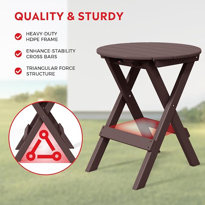 Costaelm Paradise 3-Piece Outdoor HDPE Folding Patio Bistro Table and Chairs - Image 8