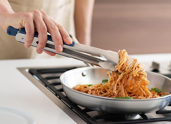 Tongs, 13-Inch Black Stainless Steel with Silicone Tips