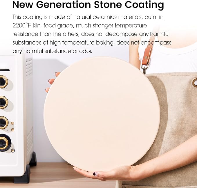 12.6" x 0.4" Coating Pizza Stone, Cordierite & Ceramic Round Pizza Stones - Image 2