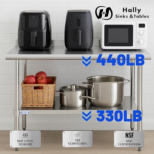 Hally Stainless Steel Table for Prep & Work 30 x 30 Inches, NSF Commercial - Image 5