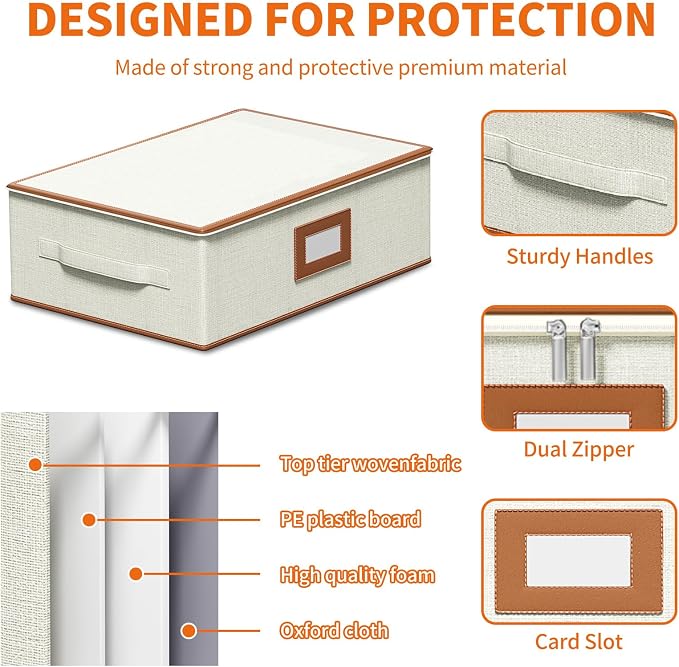 Aokeyee 2-Pack Cup and Mug Storage Box, Hard Shell China Storage Containers - Image 3