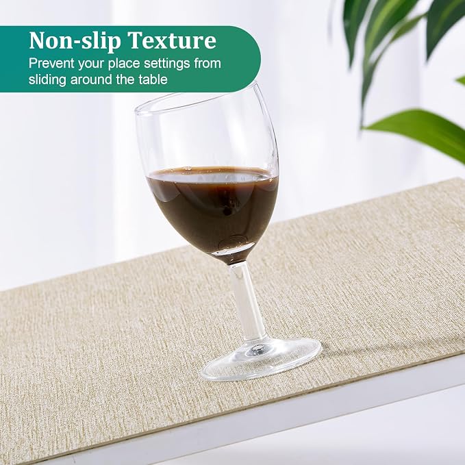 FOCUSLINE Faux Leather Placemats Set of 6, Waterproof and Non-Slip Dining Table - Image 9