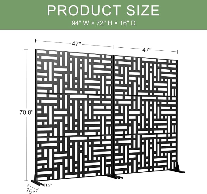Casaphoria Privacy Screen 72" H x 45" W Metal, 2 Pack Outdoor Freestanding - Image 7