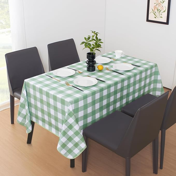 MOSAYT Rectangle Vinyl Tablecloth, 100% Waterproof Buffalo Gingham Plastic - Image 6