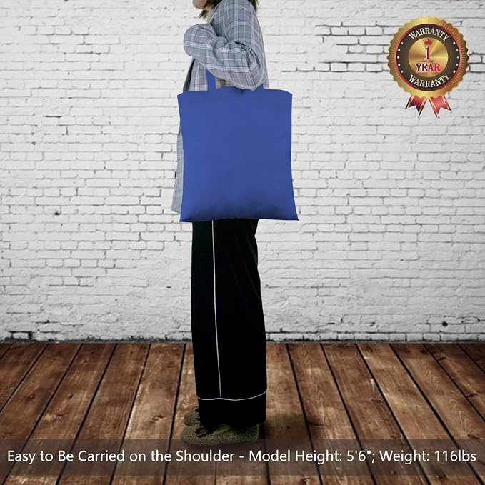 TOPDesign 6-Pack Economical 16"x15" Blue Cotton Tote Bag, Lightweight Medium - Image 2