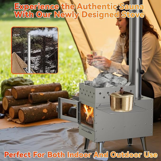 Sauna Hot Tent Stove, Portable Wood Burning Stove - Image 7