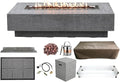 Elementi | Bundle Hampton Gas Fire Pit Cast Concrete 56" Rectangular Fire Table by AMSFireplaceInc