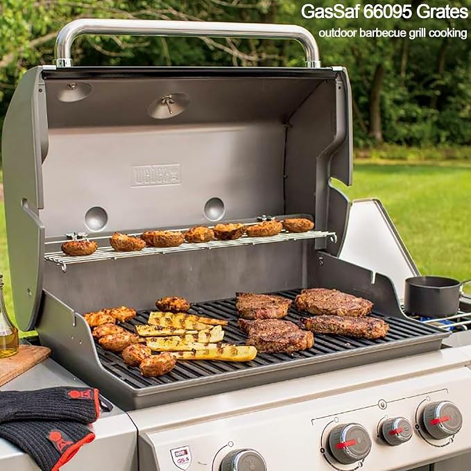 GasSaf 18.75" Grill Grates for Weber Genesis II/LX 300 Grills, Cast Iron Grates - Image 5
