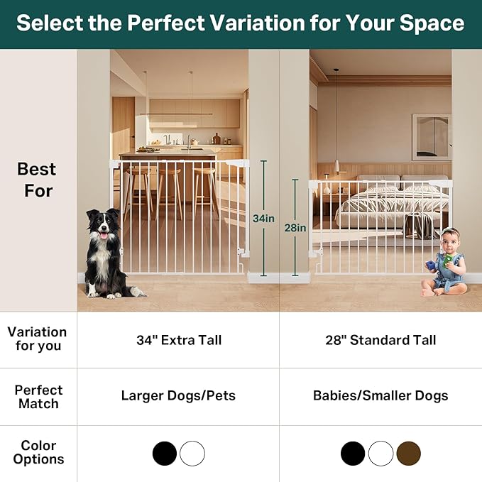 Cumbor 34" Extra Tall No Bottom Bar Baby Gate - Image 4