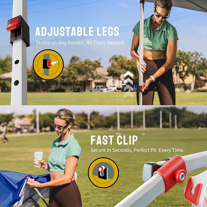 CROWN SHADES 8x8 Pop Up Canopy, Patented Center Lock One Push Instant Popup - Image 3