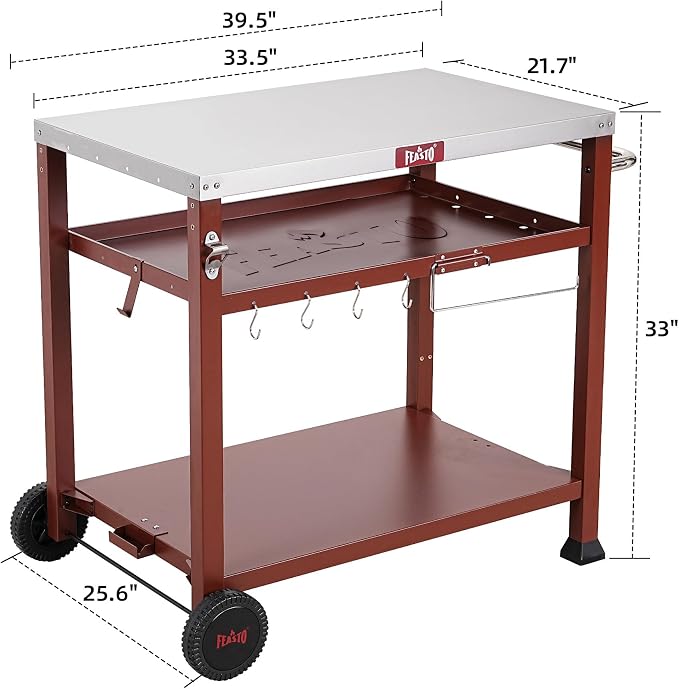 3-Shelf Outdoor Grill Table, Pizza Oven Table - Image 2