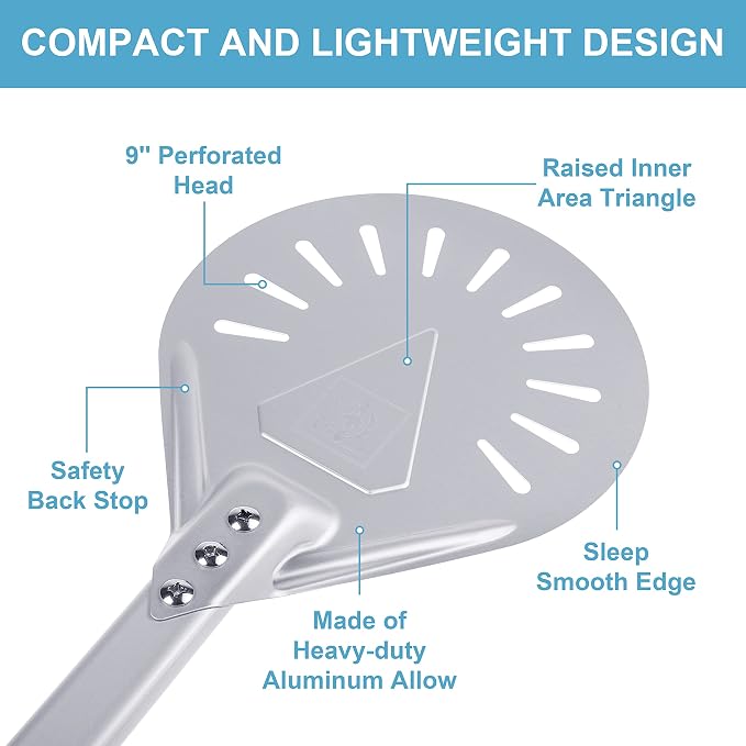 Pizza Turning Peel 8-Inch – Lightweight Aluminum Paddle - Image 3