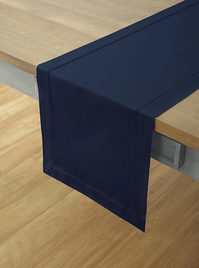 Solino Home Navy Blue Table Runner 108 Inches Long - Image 2