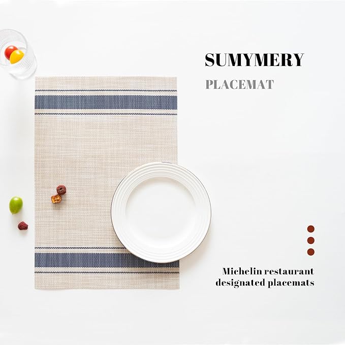 Placemats Set of 6 Vinyl/Plastic Woven Place Mats - Image 5