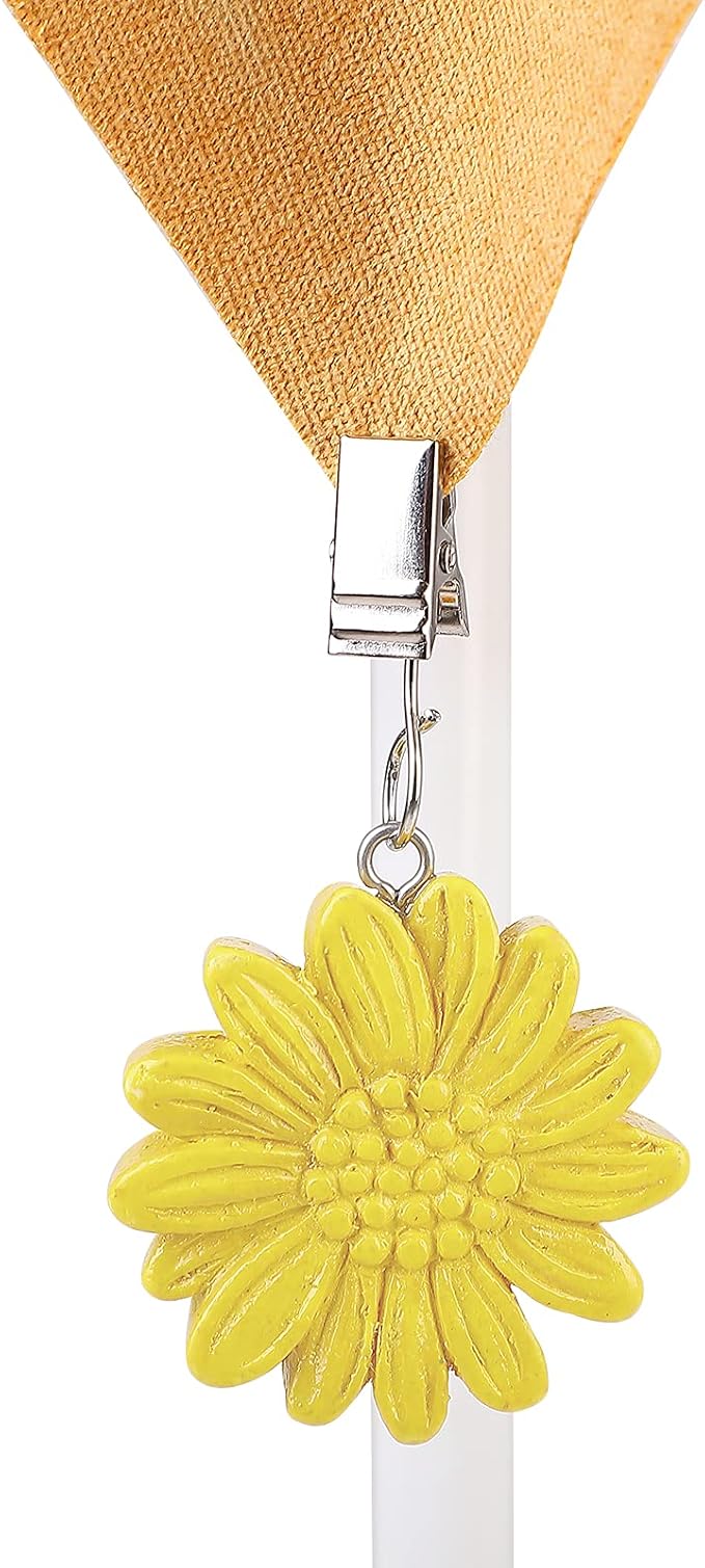 TwoFish Home Set of 4 Colorful Sunflower Resin Tablecloth Weights Clips - Image 4