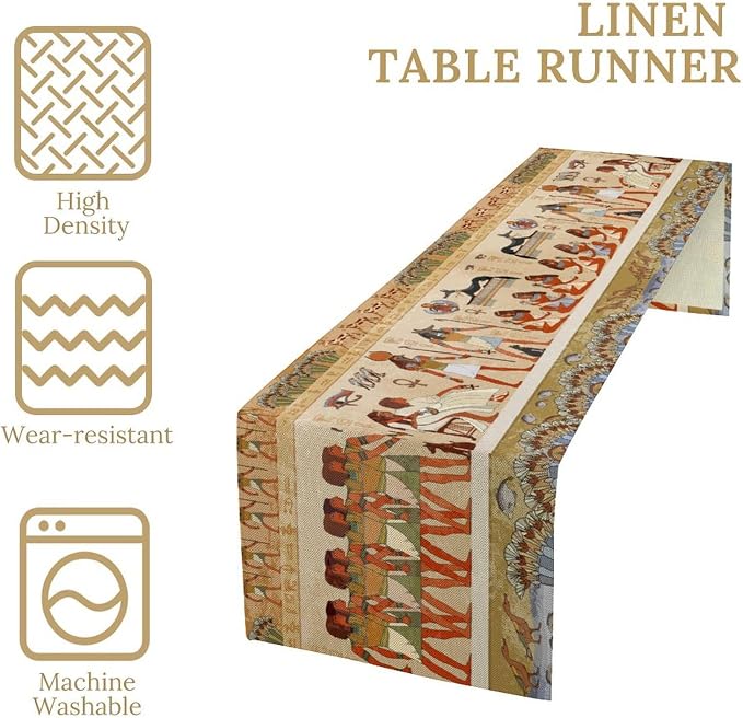 Egypt Table Runner, Mystery Element Ancient Egyptian Culture Gods Print Table - Image 5