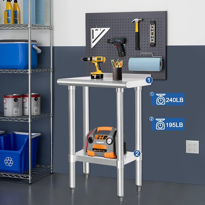 HARDURA Stainless Steel Commercial Work Table Prep Work Metal Table 14×24 Inches - Image 3