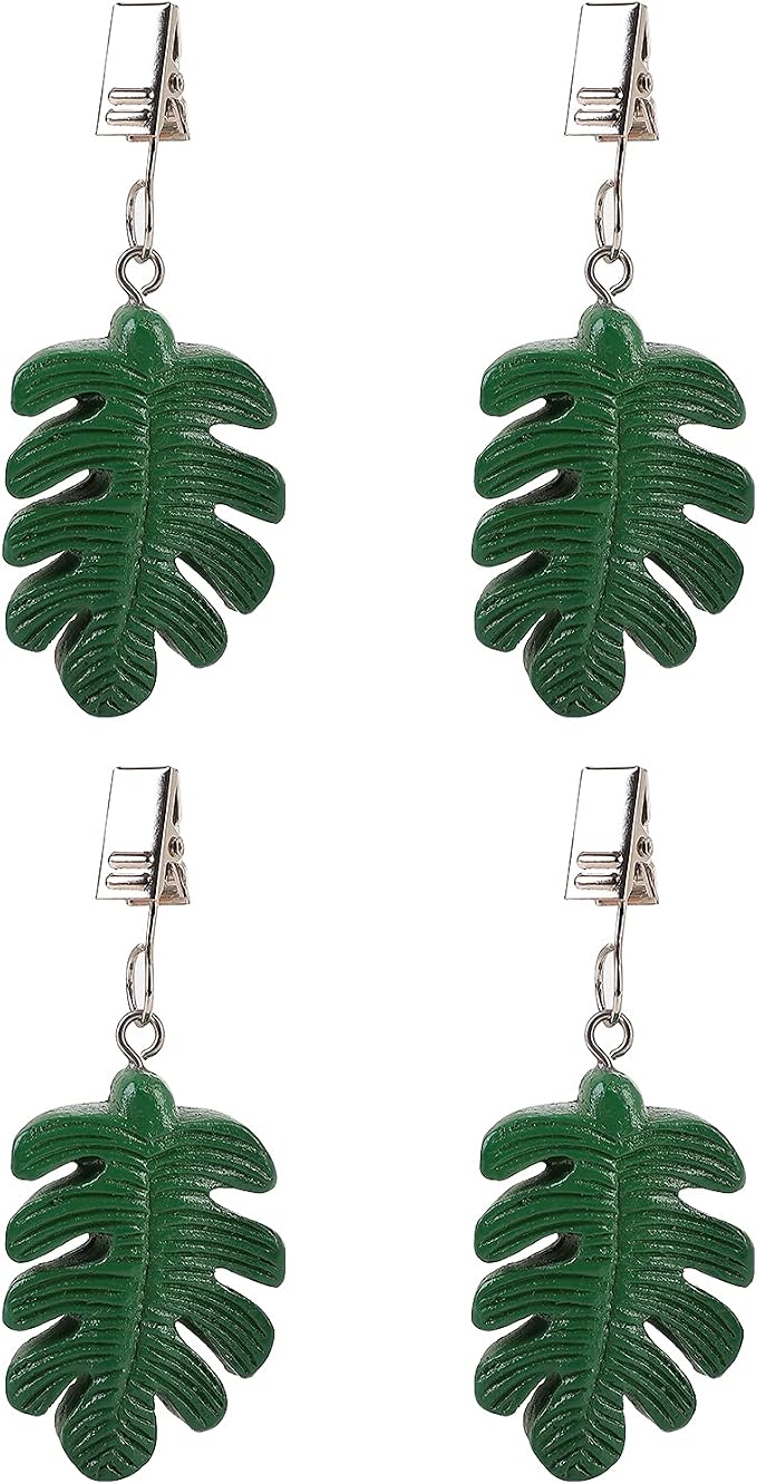 TwoFish Home Set of 4 Resin Green Leaves Tablecloth Weights Clips Handicraft - Image 2