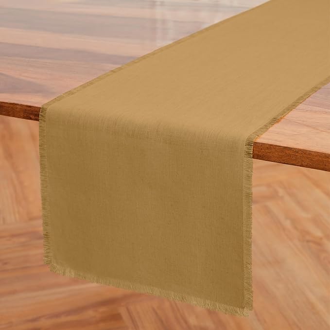 Solino Home Fringe Linen Table Runner 108 Inches Long by SolinoHome