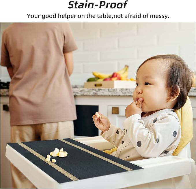 Luxurious Placemats Set of 8, Vinyl Table Place Mats Stain Resistant Foldable - Image 5