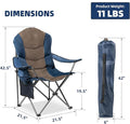 Folding Camping Chairs, Set of 2, Blue and Brown, 400lb Capacity