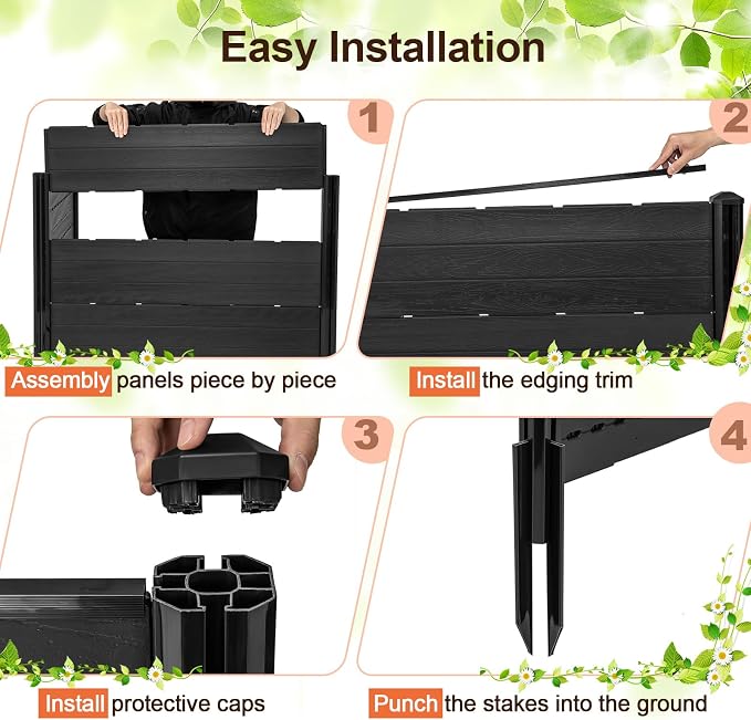Giantex 4 Panels Outdoor Privacy Screen, HDPE Decorative Trash Can Enclosure - Image 7